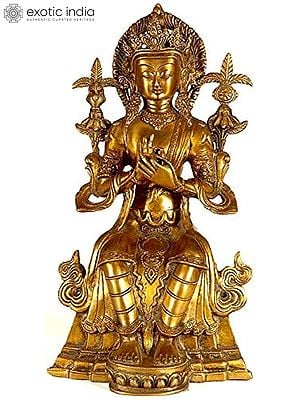 14" (Tibetan Buddhist Deity) Maitreya Buddha - The Future Savior of Civilization In Brass | Handmade | Made In India