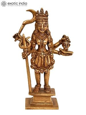 7" Goddess Kali In Brass | Handmade | Made In India