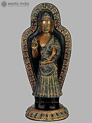 13" Shakyamuni Buddha Brass Sculpture | Handmade Buddhist Statue