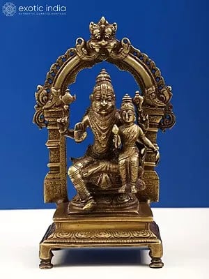 8" Brass Lord Narasimha Idol with Goddess Lakshmi | God Idol for Temple