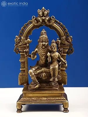8" Lord Narasimha with Goddess Lakshmi In Brass