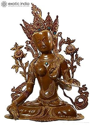 27" Goddess White Tara Brass Sculpture with Seven Eyes | Tibetan Buddhist Deity Statue