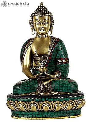 13" Tibetan Buddhist Deity Amitabha Buddha In Brass | Handmade | Made In India