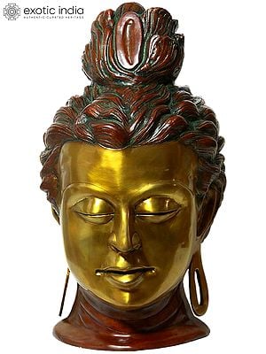 24" Large Size Buddha Head Brass Idol | Handmade Brass Sculpture