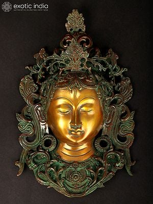 12" Buddhist Goddess Tara Wall Hanging Mask in Brass | Handmade | Made in India