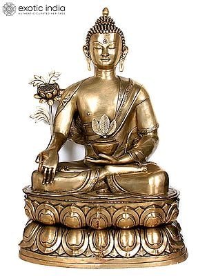 38" Large Size Medicine Buddha Brass Statue | Tibetan Buddhist Deity Idol