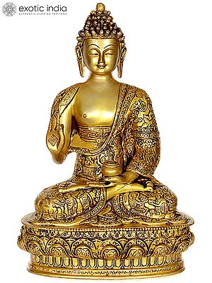 12" Lord Buddha in Brass | Handmade | Made In India