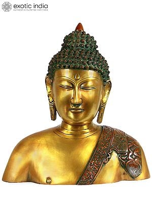 12" Buddha’s Statue in Bust Form In Brass