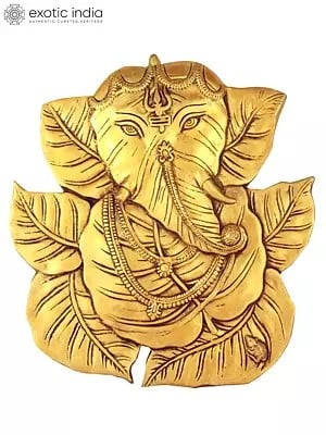8" Peepal Leaves Ganesha Wall Hanging  Brass Idol | Handmade | Made In India