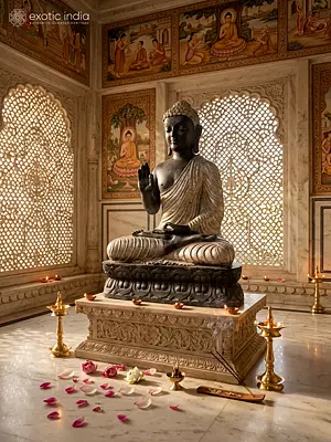 30" Sacred Wisdom - Blessing Buddha Figurine for Prosperity and Well-being