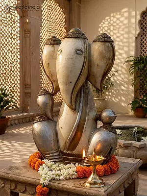 18" Lord Ganesha - Lambodar | Modern Art Marble Statue