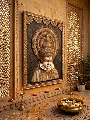 48" Traditional Kathakali Wall Hanging With Artistic Cultural Expression