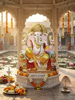 36" Divine Lord Ganesha Marble Statue