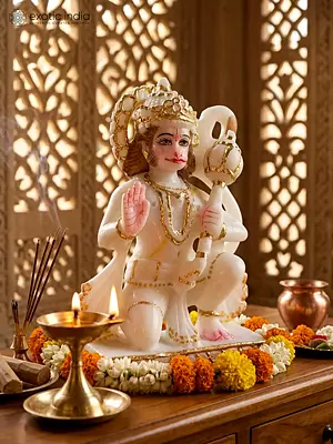 6" Lord Hanuman - Son of Anjana | Marble Statue