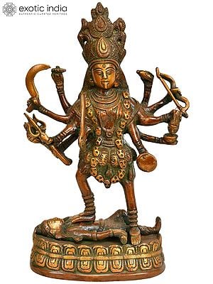 9" Goddess Kali Brass Statue | Religious Figurine
