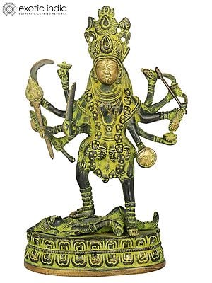 9" Goddess Kali Brass Statue | Religious Figurine