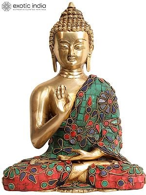 10" Lord Buddha in Abhaya Mudra (Tibetan Buddhist Deity) In Brass | Handmade | Made In India