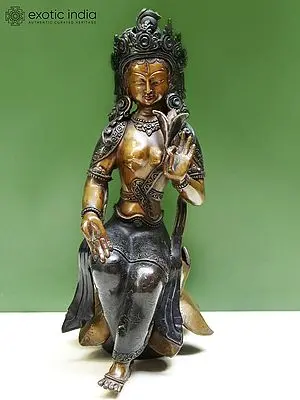 Copper Figurine of Seated White Tara Goddess