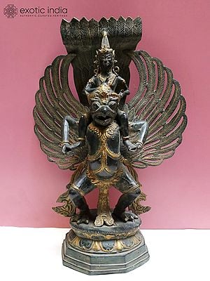 18" Garudasana Vishnu Idol from Nepal | Nepalese Copper Statue