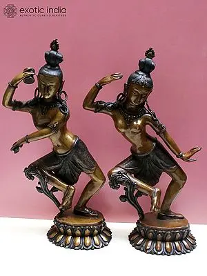 16" Dancing Shiva Parvati Copper Statue from Nepal
