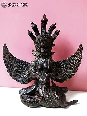 8" Copper Statue of Naga Kanya from Nepal