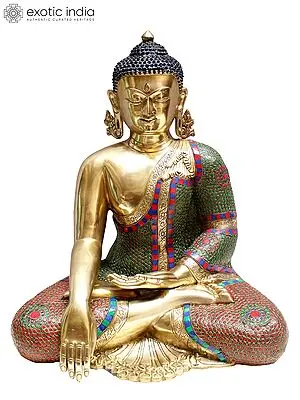 20" Brass Bhumisparsha Buddha Statue