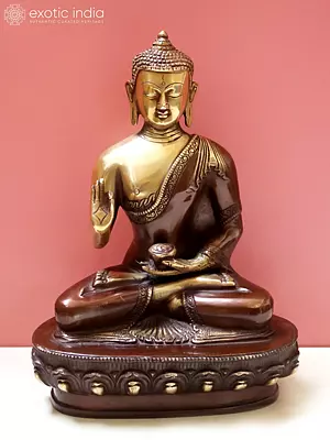 Gautam Buddha Preaching His Dharma - 10" Brass Statue
