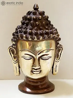 Serene Brass Buddha Head Statue