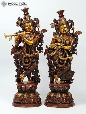 48'' Radha Krishna Divine Pair | Brass Statue
