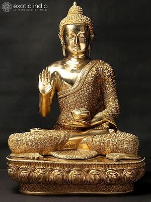 22'' Superfine Peaceful Shakyamuni Buddha Brass Statue