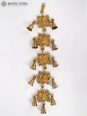 22" Lord Ganesha Wall Hanging Bells in Brass
