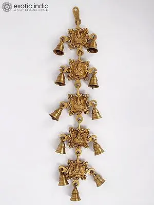 22" Goddess Lakshmi Wall Hanging Bells in Brass