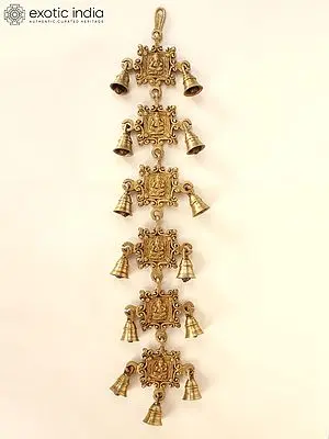 26" Brass Vighnaharta Ganesha Design Wall Hanging Bells
