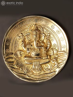 7'' Lord Ganesha Wall Plate | Brass