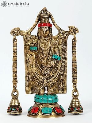 9'' Lord Tirupati Balaji With Bells | Brass With Inlay Work