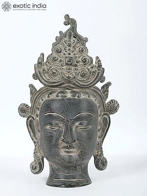12'' Crowned Goddess Tara Head | Brass