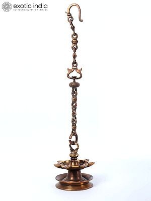 24'' Brown Toned Hanging Lamp | Brass