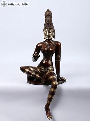 19'' Goddess Uma Seated | Brown and Gold | Brass