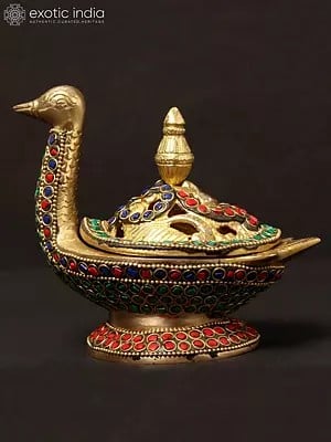 5'' Peacock Incense Burner | Brass With Inlay Work