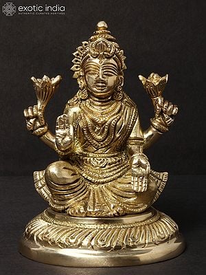 5'' Four-Handed Goddess Lakshmi | Brass