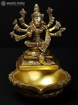 6'' Hindu Goddess Varahi With Oil Lamp | Brass