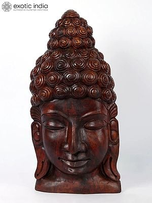25" Wooden Lord Buddha Head | Wall Hanging
