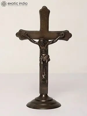 9" Crucifix Brass Statue | Christian Cross with Jesus Christ