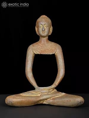 10" Stylized Meditating Buddha Brass Statue