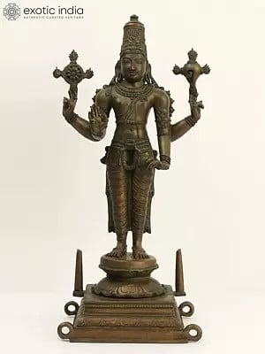 20" Bronze Lord Vishnu Standing on Pedestal