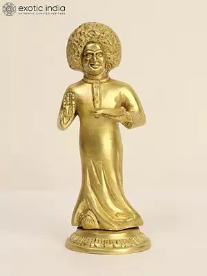 8" Standing Sathya Sai Baba Brass Statue