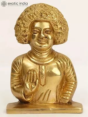 5" Small Sathya Sai Baba Brass Idol Bust | Wall Hanging Statue