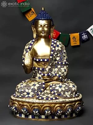 12" Gautam Buddha Preaching His Dharma | Brass with Inlay Work