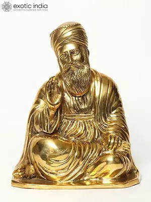13" Blessing Guru Nanak Ji Brass Statue