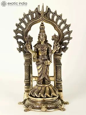 16" Standing Tirupati Balaji Brass Statue (Venkateshvara) on Tortoise